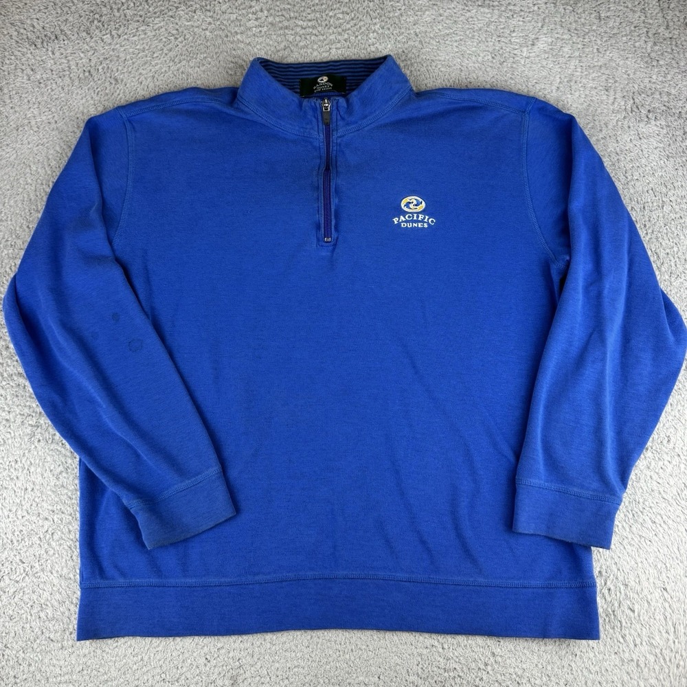 Vintage Bandon Dunes Pullover 1/4 Zip Sweater Blue Men's Size Medium Golf Preppy